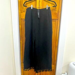 Black Wide-Leg Crop Flare Tassel Pants, ‘Line in the Sand’ - NwT Large